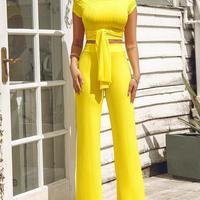 Pure Color Casual Short Sleeve Two-piece Set - Thumbnail 5