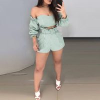 Sexy Women'S One-Shoulder Striped Two-Piece Suit - Thumbnail 1