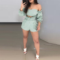 Sexy Women'S One-Shoulder Striped Two-Piece Suit - Thumbnail 3