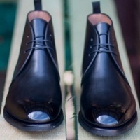 Luxury Black Leather Chukka Lace Up Boot For Gentlemen - Thumbnail 1
