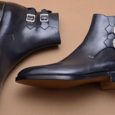 New hand stitch double buckle monk strap fastening boot