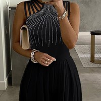 Sexy High Waist Drill Hot Slim Jumpsuit - Thumbnail 2