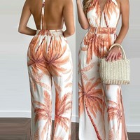 Sling Fashion Printed Sleeveless Jumpsuit - Thumbnail 1