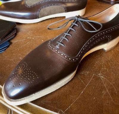 Handmade Best Dark Brown Brogue Bespoke Lace Up Dress Wear Shoes
