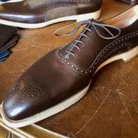 Handmade Best Dark Brown Brogue Bespoke Lace Up Dress Wear Shoes - Thumbnail 1