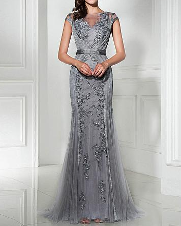 Graceful Mermaid Lace Appliques Formal Evening Dresses,Charming Beadings Sweep Train Formal Prom Dresses,457