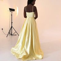 Hot Selling Spaghetti Straps Yellow Long Prom/Evening Dress,475 - Thumbnail 1