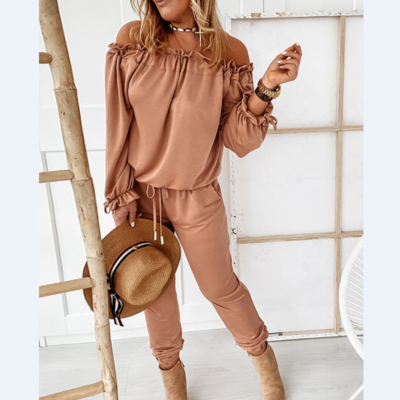 Long sleeve women's one-shoulder jumpsuit - Thumbnail 4