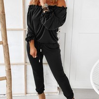 Long Sleeve Women'S One-Shoulder Jumpsuit - Thumbnail 2