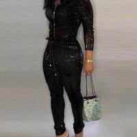 Solid Color Slim Women'S Long Sleeve Jumpsuit - Thumbnail 5