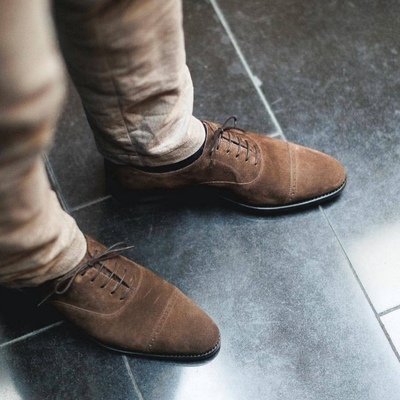 Chocolate beans oxfords hand stitch cap toe lace up shoes