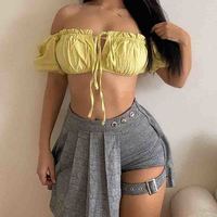 Women'S Grey Check Irregular Shorts - Thumbnail 2