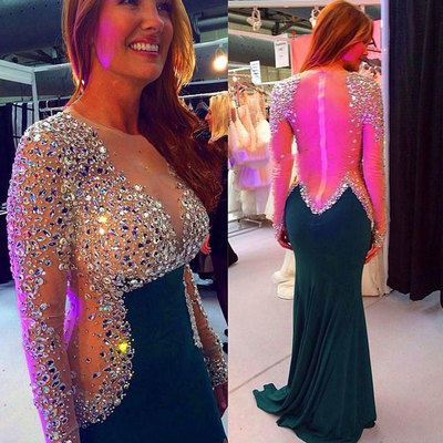 Prom Dresses Long with Rhinestones