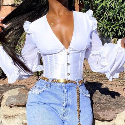 Long sleeve sexy shirt top