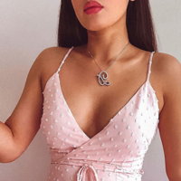 Sexy Solid Color V-Neck Ruffle Sleeveless Dress - Thumbnail 2