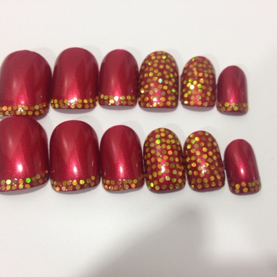 Nails by traveling lacquerista - red with gold glitter