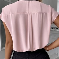 Loose Design Cardigan Short Sleeve Top - Thumbnail 2