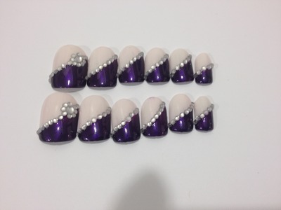 Nails by traveling lacquerista - pink and purple nails with silver crystals