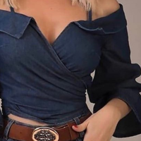 Fashion Women'S V-Neck Off-Shoulder T-Shirt Top - Thumbnail 4