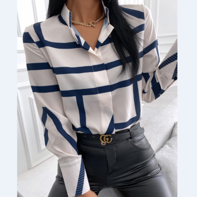 Fashion printed long-sleeved shirt top - Thumbnail 3