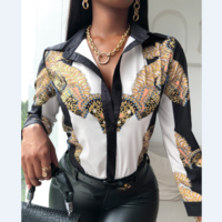 Fashion Printed Button Long-Sleeved Shirt - Thumbnail 3