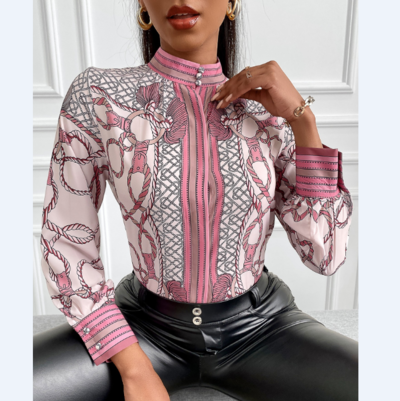 Design Loose Chain Print Shirt Top