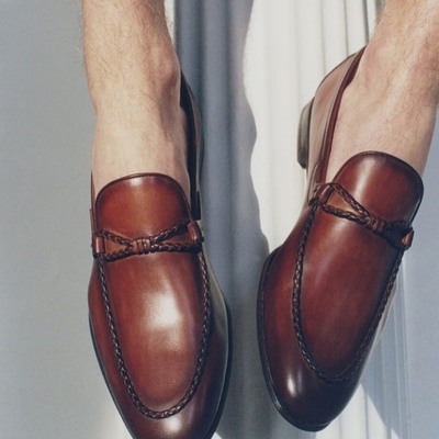 Best new handmade two tone round toe loafers leather dress shoes