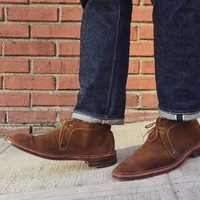 New Men's Brown Chukka Lace Up Suede Dress Shoes - Thumbnail 1