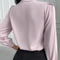 Temperament Solid Color Long-Sleeved Chiffon Shirt - Thumbnail 1