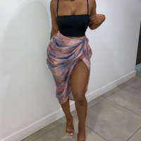 Irregular Sexy Print Skirt - Thumbnail 1