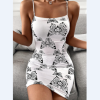 Women'S Sexy Slim Printed Sling Sleeveless Dress - Thumbnail 1
