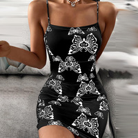 Women'S Sexy Slim Printed Sling Sleeveless Dress - Thumbnail 2