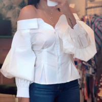 Sexy Strapless Bat Sleeve Long Sleeve Shirt Top - Thumbnail 1