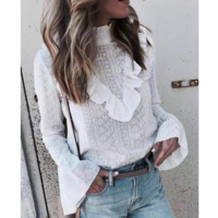 Fashion Sexy Casual Long-Sleeved Embroidered Shirt Top - Thumbnail 2