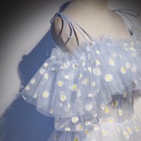 Blue tulle long A line prom dress blue evening ddress - Thumbnail 2