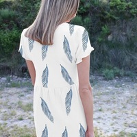 Fashion Mini V-neck Printed Short Sleeve Dress - Thumbnail 2