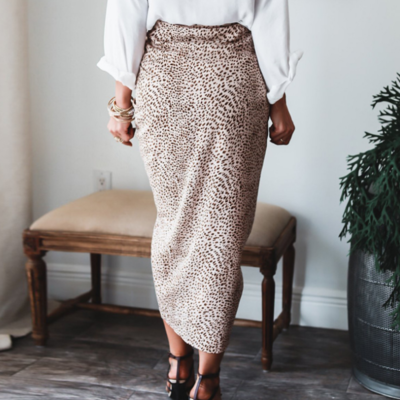 Irregular ladies leopard print split skirt