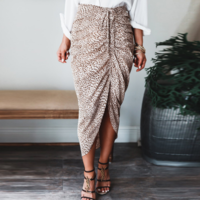 Irregular Ladies Leopard Print Split Skirt - Thumbnail 4