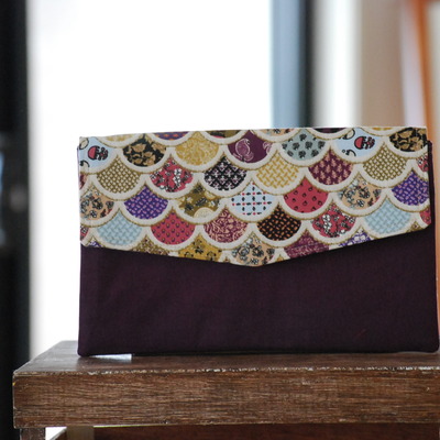 Envelope clutch - purple half moons