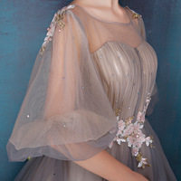 Cute A line tulle long A line prom dress evening dress - Thumbnail 2