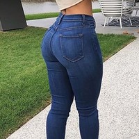 Skinny Denim High Waist Pants - Thumbnail 2