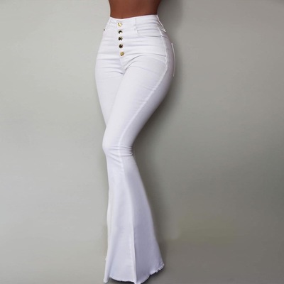 Women's solid color high waist bag hip fashion pants - Thumbnail 3