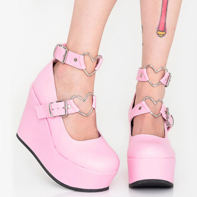 Double heart mary jane platform 