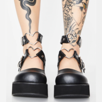 CYBER GIRL DOUBLE HEART PLATFORM SHOES - Thumbnail 2