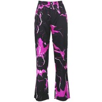 Cute Retro Vintage 90s Funky Lightning High Waisted Cargo Trousers Pants Colorful Print Aesthetic E-Girl Kawaii Korean Japanese Harajuku Streetwear - Thumbnail 6