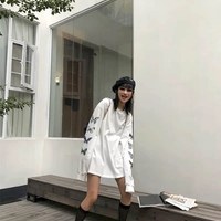 Cute Vintage White Butterfly Print Long Sleeve Shirt Sweatshirt Loose Oversized Autumn Aesthetic E-Girl Kawaii Korean Japanese Harajuku Streetwear - Thumbnail 3