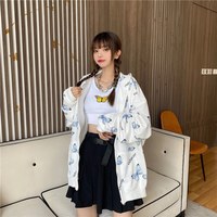 Cute Vintage Butterfly Print Oversize Zipper Hoodie Long Sleeve Pullover Jumper Autumn Aesthetic E-Girl Kawaii Korean Japanese Harajuku Streetwear - Thumbnail 9