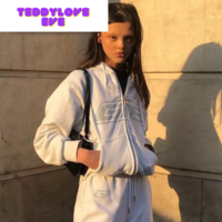 Cute Retro 90s Rhinestone Bling Crystal Zipper Hoodie Long Sleeve Pullover Jumper Sweater  Aesthetic E-Girl Kawaii Korean Japanese Harajuku Streetwear - Thumbnail 4