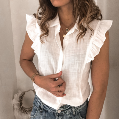 Solid Color Sleeveless Cardigan Shirt Top