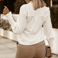 Solid Color V-Neck Women'S Long-Sleeved Shirt - Thumbnail 5